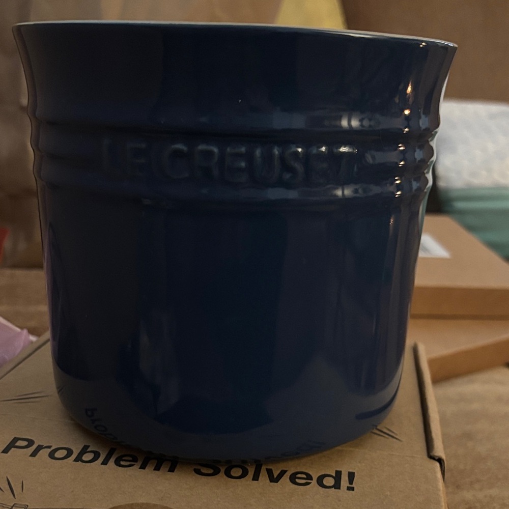 Vintage Le Creuset Deep Blue Stoneware Holder large